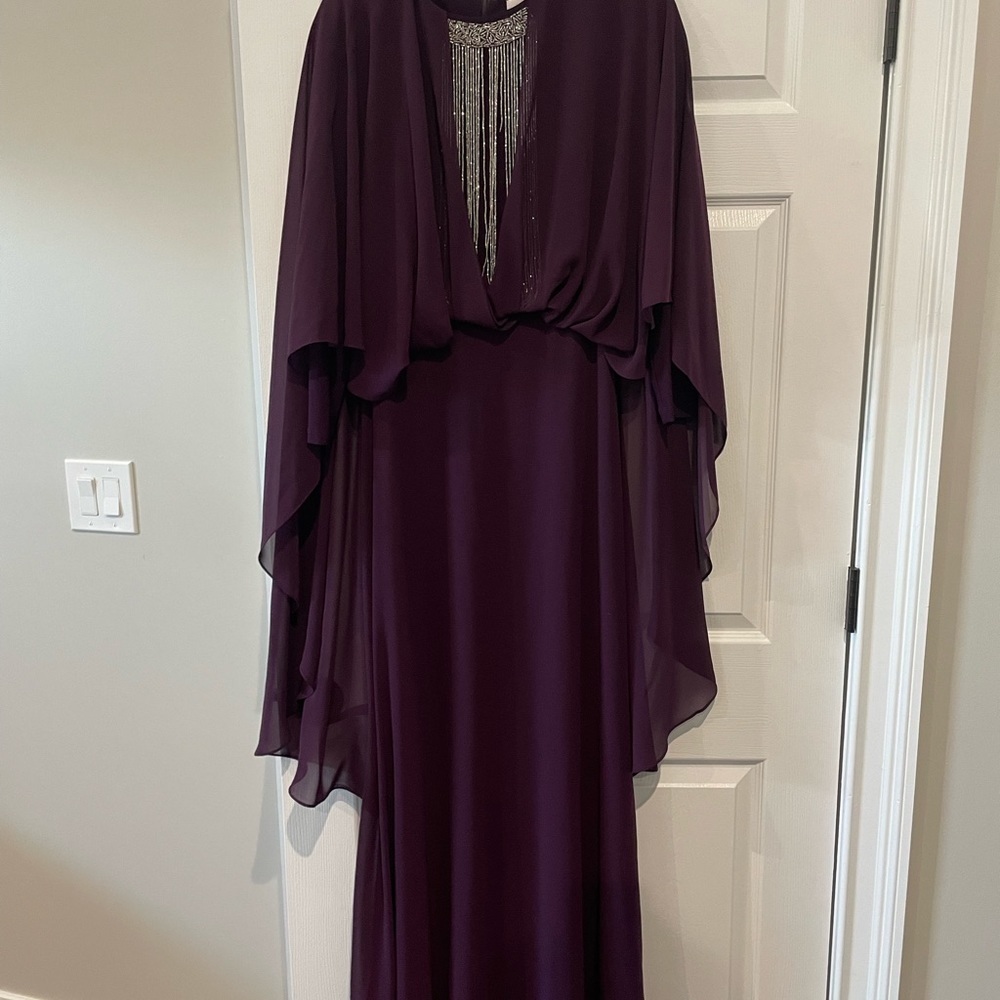 Purple modest evening gown